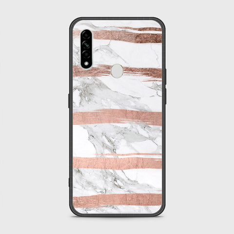 Oppo A31 Cover- White Marble Series - HQ Ultra Shine Premium Infinity Glass Soft Silicon Borders Case