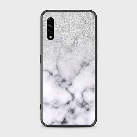 Oppo A31 Cover- White Marble Series - HQ Ultra Shine Premium Infinity Glass Soft Silicon Borders Case