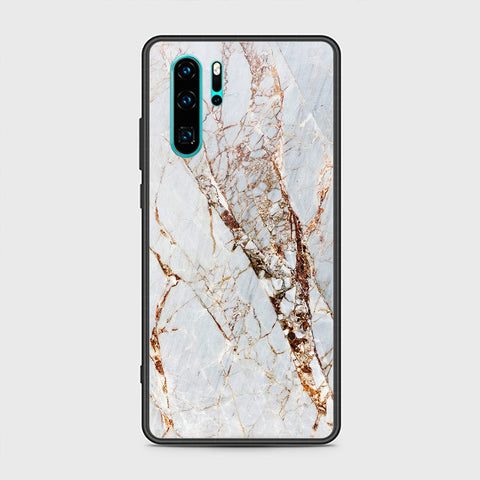 Huawei P30 Pro Cover - White Marble Series - HQ Ultra Shine Premium Infinity Glass Soft Silicon Borders Case