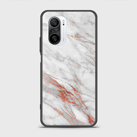 Xiaomi Redmi K40 Cover - White Marble Series - HQ Ultra Shine Premium Infinity Glass Soft Silicon Borders Case