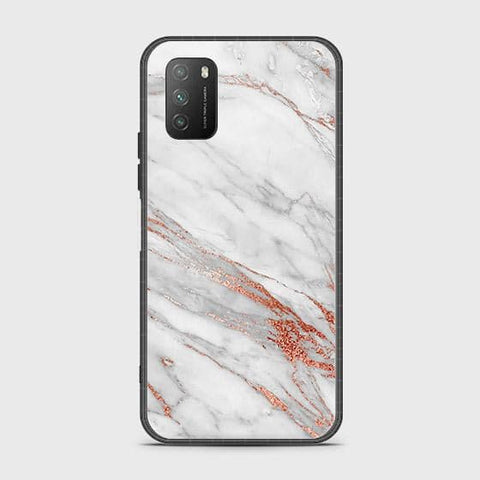 Xiaomi Redmi 9T Cover - White Marble Series - HQ Ultra Shine Premium Infinity Glass Soft Silicon Borders Case