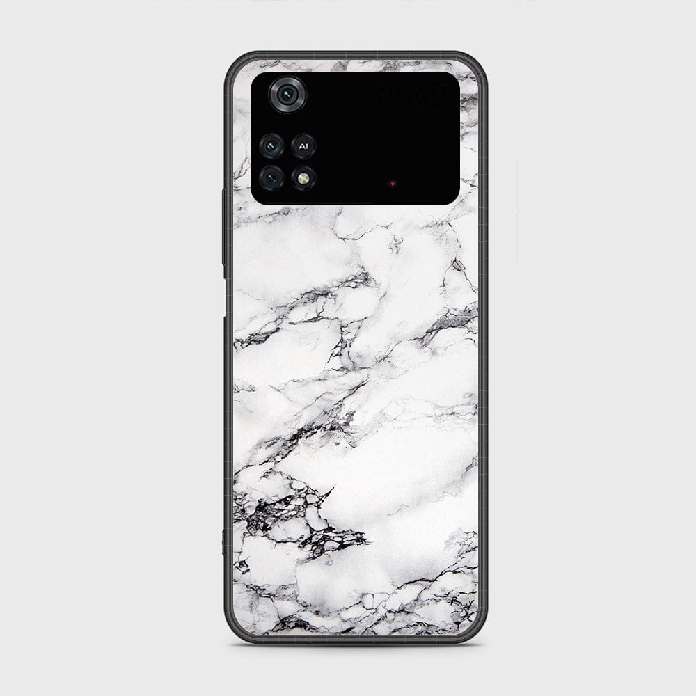 Xiaomi Poco M4 Pro Cover- White Marble Series - HQ Ultra Shine Premium Infinity Glass Soft Silicon Borders Case