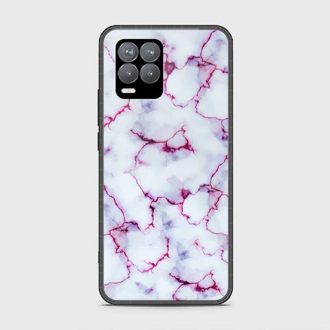 Realme 8 Cover - White Marble Series - HQ Ultra Shine Premium Infinity Glass Soft Silicon Borders Case