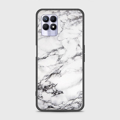 Realme 8i Cover - White Marble Series - HQ Ultra Shine Premium Infinity Glass Soft Silicon Borders Case