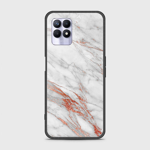 Realme 8i Cover - White Marble Series - HQ Ultra Shine Premium Infinity Glass Soft Silicon Borders Case