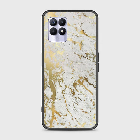 Realme 8i Cover - White Marble Series - HQ Ultra Shine Premium Infinity Glass Soft Silicon Borders Case