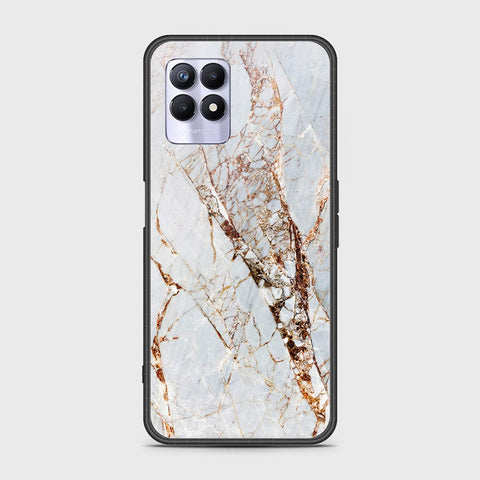 Realme 8i Cover - White Marble Series - HQ Ultra Shine Premium Infinity Glass Soft Silicon Borders Case