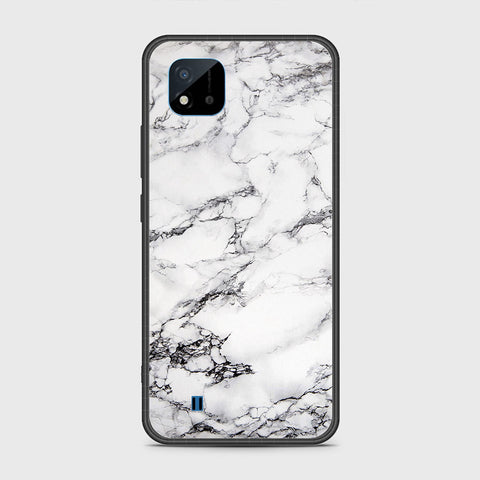 Realme C20 Cover- White Marble Series - HQ Ultra Shine Premium Infinity Glass Soft Silicon Borders Case