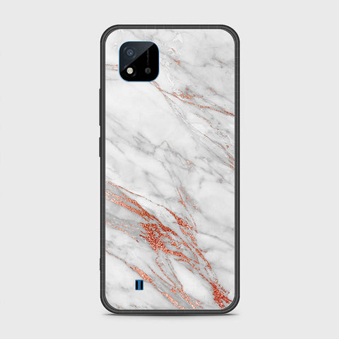 Realme C20 Cover- White Marble Series - HQ Ultra Shine Premium Infinity Glass Soft Silicon Borders Case