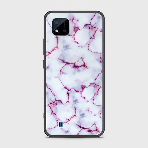 Realme C20 Cover- White Marble Series - HQ Ultra Shine Premium Infinity Glass Soft Silicon Borders Case