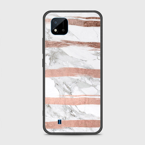 Realme C20 Cover- White Marble Series - HQ Ultra Shine Premium Infinity Glass Soft Silicon Borders Case