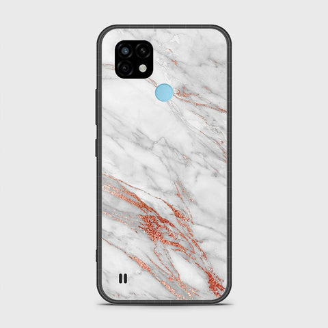 Realme C21 Cover- White Marble Series - HQ Ultra Shine Premium Infinity Glass Soft Silicon Borders Case