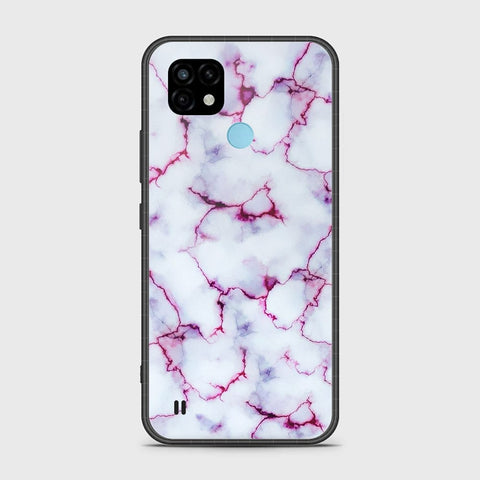 Realme C21 Cover- White Marble Series - HQ Ultra Shine Premium Infinity Glass Soft Silicon Borders Case