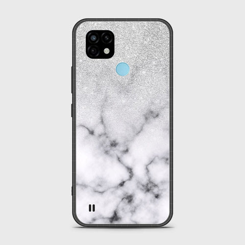 Realme C21 Cover- White Marble Series - HQ Ultra Shine Premium Infinity Glass Soft Silicon Borders Case