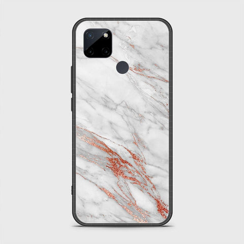 Realme C21Y Cover- White Marble Series - HQ Ultra Shine Premium Infinity Glass Soft Silicon Borders Case