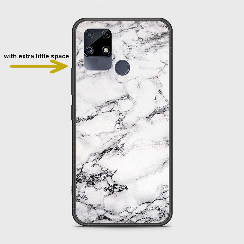 Realme C25s Cover- White Marble Series - HQ Ultra Shine Premium Infinity Glass Soft Silicon Borders Case