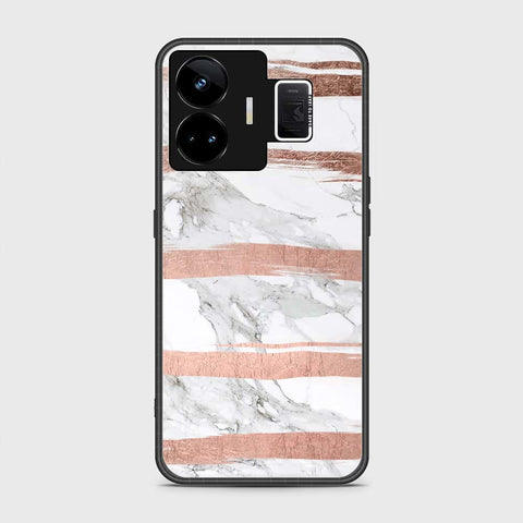 Realme GT3 Cover- White Marble Series - HQ Ultra Shine Premium Infinity Glass Soft Silicon Borders Case