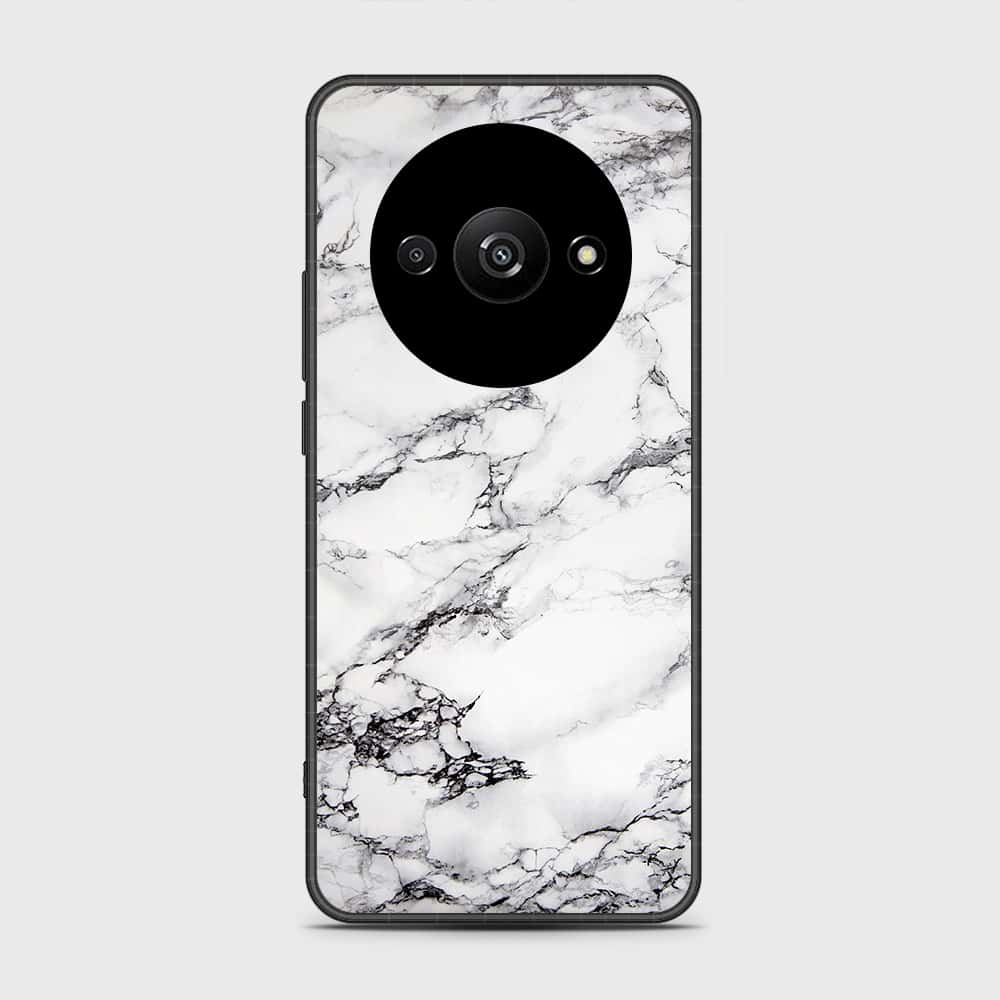 Xiaomi Redmi A3 Cover- White Marble Series - HQ Ultra Shine Premium Infinity Glass Soft Silicon Borders Case