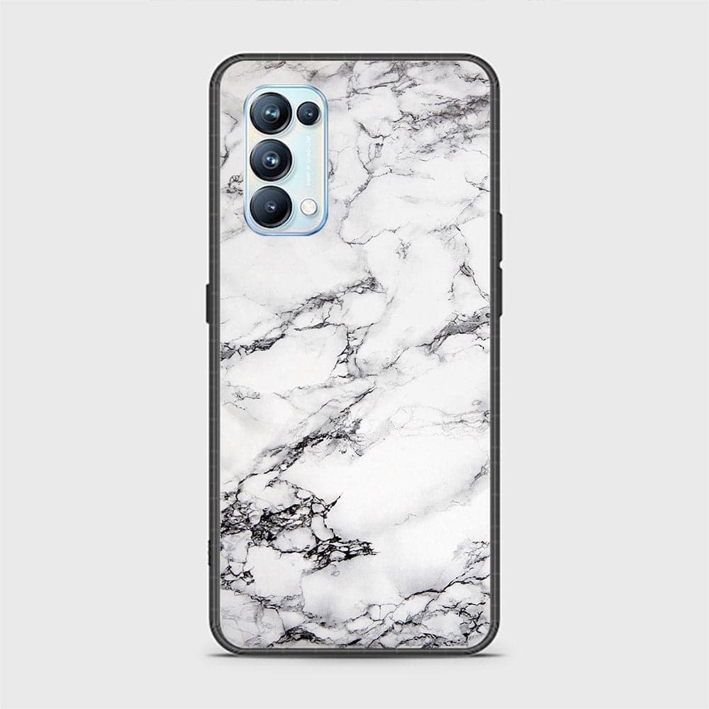 Oppo Reno 5 Pro 5G Cover - White Marble Series - HQ Ultra Shine Premium Infinity Glass Soft Silicon Borders Case