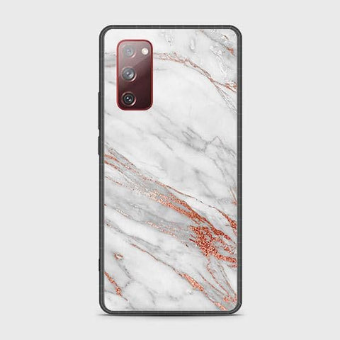 Samsung Galaxy S20 FE Cover - White Marble Series - HQ Ultra Shine Premium Infinity Glass Soft Silicon Borders Case