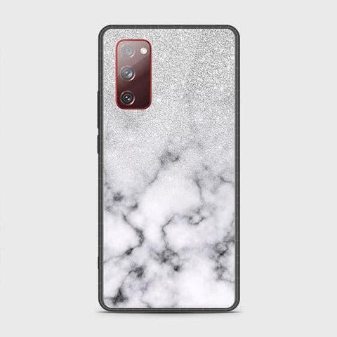 Samsung Galaxy S20 FE Cover - White Marble Series - HQ Ultra Shine Premium Infinity Glass Soft Silicon Borders Case