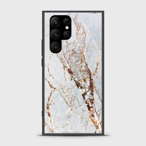 Samsung Galaxy S23 Ultra 5G Cover- White Marble Series - HQ Ultra Shine Premium Infinity Glass Soft Silicon Borders Case