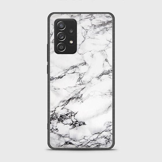 Samsung Galaxy A52 Cover - White Marble Series - HQ Ultra Shine Premium Infinity Glass Soft Silicon Borders Case