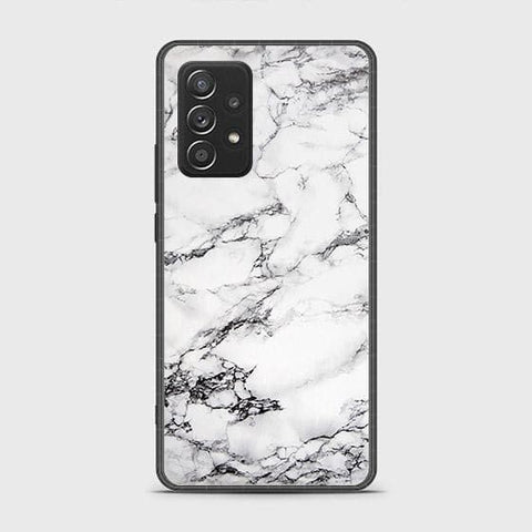 Samsung Galaxy A52 Cover - White Marble Series - HQ Ultra Shine Premium Infinity Glass Soft Silicon Borders Case