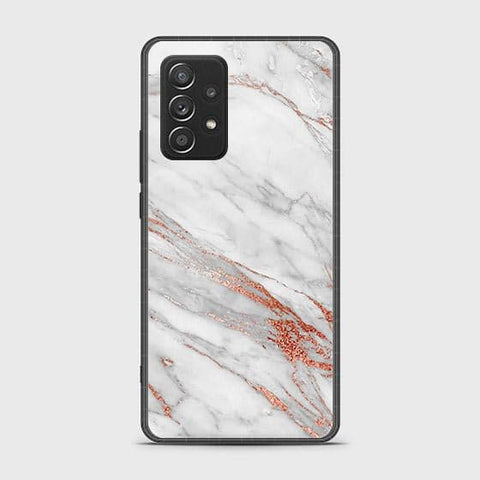 Samsung Galaxy A52 Cover - White Marble Series - HQ Ultra Shine Premium Infinity Glass Soft Silicon Borders Case