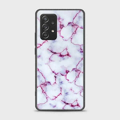 Samsung Galaxy A52 Cover - White Marble Series - HQ Ultra Shine Premium Infinity Glass Soft Silicon Borders Case