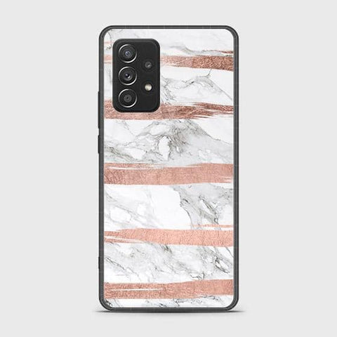 Samsung Galaxy A52 Cover - White Marble Series - HQ Ultra Shine Premium Infinity Glass Soft Silicon Borders Case