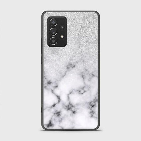 Samsung Galaxy A52 Cover - White Marble Series - HQ Ultra Shine Premium Infinity Glass Soft Silicon Borders Case