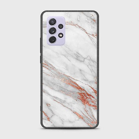 Samsung Galaxy A72 Cover - White Marble Series - HQ Ultra Shine Premium Infinity Glass Soft Silicon Borders Case