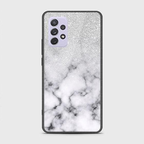 Samsung Galaxy A72 Cover - White Marble Series - HQ Ultra Shine Premium Infinity Glass Soft Silicon Borders Case