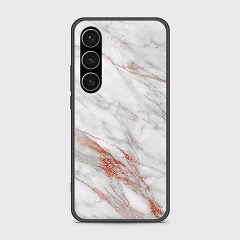 Samsung Galaxy S23 Plus 5G Cover- White Marble Series - HQ Ultra Shine Premium Infinity Glass Soft Silicon Borders Case