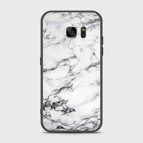 Samsung Galaxy S7 Cover- White Marble Series - HQ Ultra Shine Premium Infinity Glass Soft Silicon Borders Case