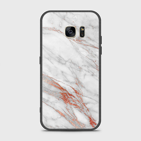 Samsung Galaxy S7 Cover- White Marble Series - HQ Ultra Shine Premium Infinity Glass Soft Silicon Borders Case