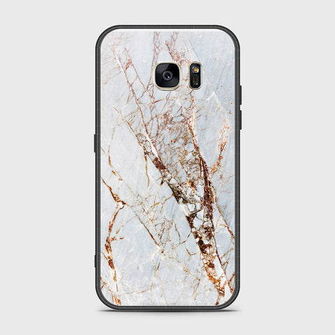 Samsung Galaxy S7 Cover- White Marble Series - HQ Ultra Shine Premium Infinity Glass Soft Silicon Borders Case