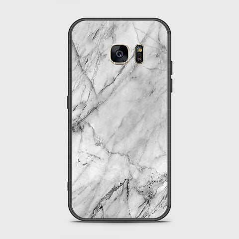 Samsung Galaxy S7 Cover- White Marble Series - HQ Ultra Shine Premium Infinity Glass Soft Silicon Borders Case