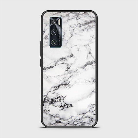 Vivo V20 SE Cover - White Marble Series - HQ Ultra Shine Premium Infinity Glass Soft Silicon Borders Case