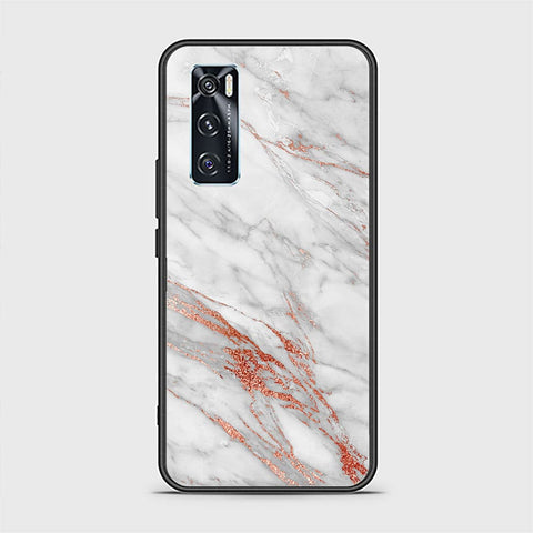 Vivo V20 SE Cover - White Marble Series - HQ Ultra Shine Premium Infinity Glass Soft Silicon Borders Case