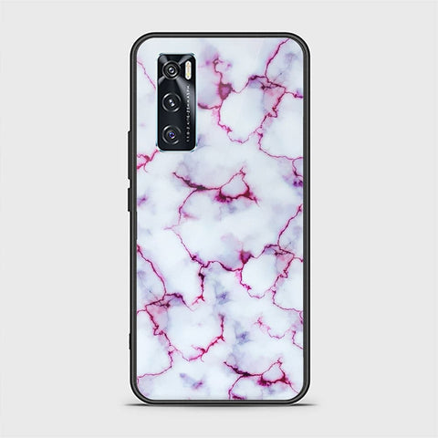 Vivo V20 SE Cover - White Marble Series - HQ Ultra Shine Premium Infinity Glass Soft Silicon Borders Case