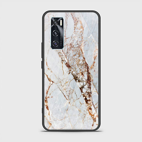 Vivo V20 SE Cover - White Marble Series - HQ Ultra Shine Premium Infinity Glass Soft Silicon Borders Case