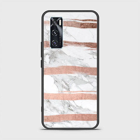 Vivo V20 SE Cover - White Marble Series - HQ Ultra Shine Premium Infinity Glass Soft Silicon Borders Case