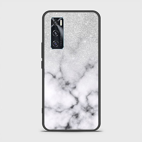 Vivo V20 SE Cover - White Marble Series - HQ Ultra Shine Premium Infinity Glass Soft Silicon Borders Case