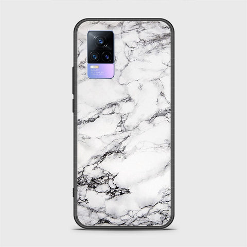 Vivo V21e Cover - White Marble Series - HQ Ultra Shine Premium Infinity Glass Soft Silicon Borders Case