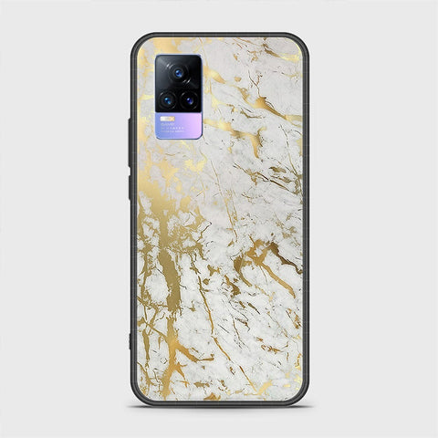 Vivo V21e Cover - White Marble Series - HQ Ultra Shine Premium Infinity Glass Soft Silicon Borders Case