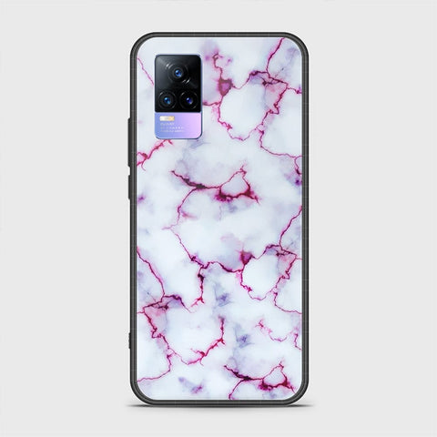 Vivo V21e Cover - White Marble Series - HQ Ultra Shine Premium Infinity Glass Soft Silicon Borders Case