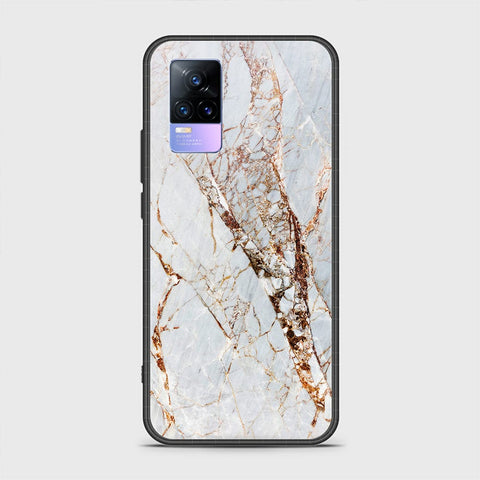 Vivo V21e Cover - White Marble Series - HQ Ultra Shine Premium Infinity Glass Soft Silicon Borders Case