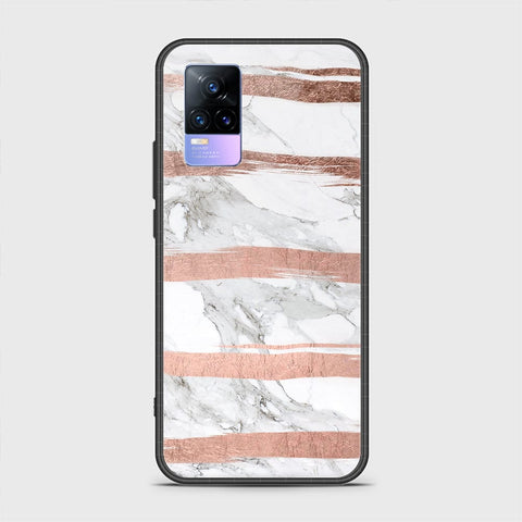 Vivo V21e Cover - White Marble Series - HQ Ultra Shine Premium Infinity Glass Soft Silicon Borders Case